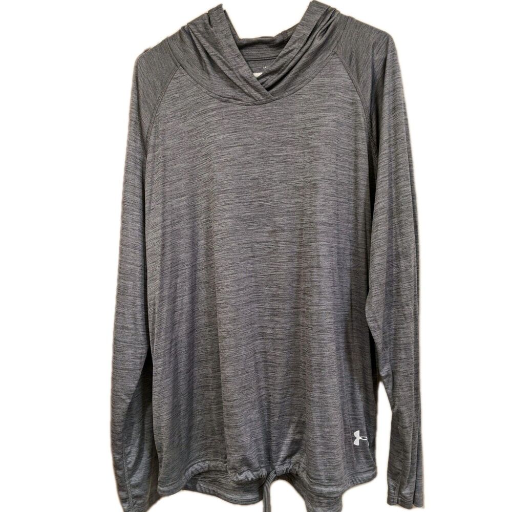 Under Armour Womens XXL Gray Heatgear Velocity Twist Hoodie L/S Cinch Hem